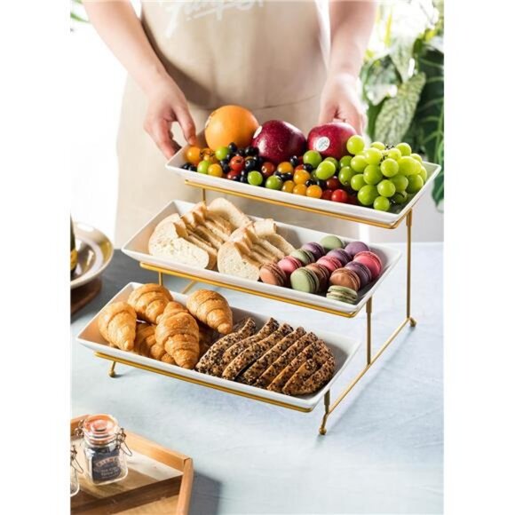 3 Tier Serving Stand and Platters Set Serving Platters with Collapsible Sturdier - Picture 5 of 8